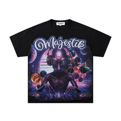 MAJESTIK Men's Fantasy Graphic Oversized T-Shirt – Dark Streetwear Double-Sided Print Casual Tee