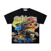 MAJESTIK Men's Vintage Graphic Oversized T-Shirt – Colorful Streetwear Double-Sided Print Casual Tee