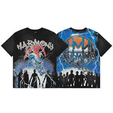 HARMONY Vintage Harmony Horror Graphic Oversized T-Shirt – Double-Sided Unisex Streetwear Tee