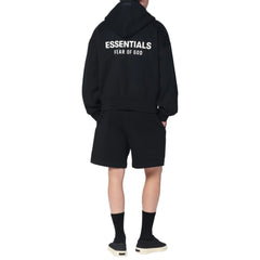 Fear Of God Essentials Classic Fleece Jet Black Zip-Up Hoodie (SS25)