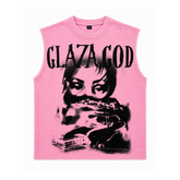 GLAZA GOD Action – Heavyweight Acid Wash Sleeveless Tee