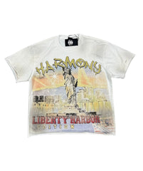 HARMONY Men's Vintage Statue of Liberty Graphic Oversized T-Shirt – Double-Sided Unisex Streetwear Tee