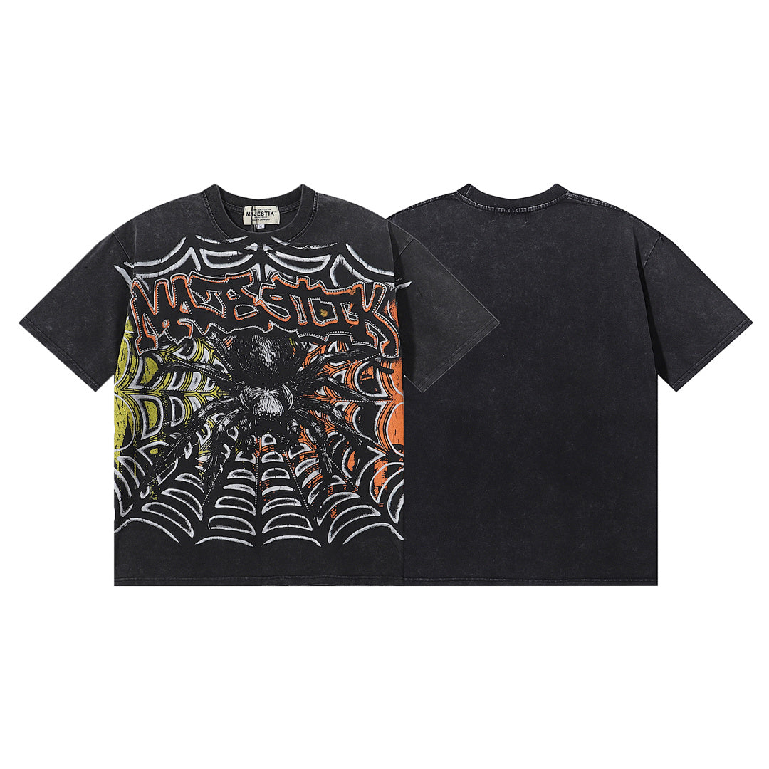 MAJESTIK Men's Vintage Graphic Oversized T-Shirt – Abstract Streetwear Retro Casual Tee