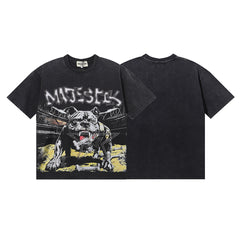 MAJESTIK Men's Vintage Graphic Oversized T-Shirt – Dark Streetwear Retro Casual Tee