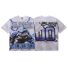 MAJESTIK Men's Vintage Graphic Oversized T-Shirt – Gothic Streetwear Double-Sided Print Casual Tee