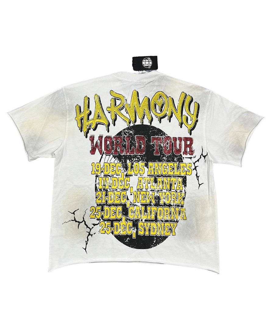 HARMONY Men's Vintage Pop Art Graphic Oversized T-Shirt – Double-Sided Unisex Streetwear Tee