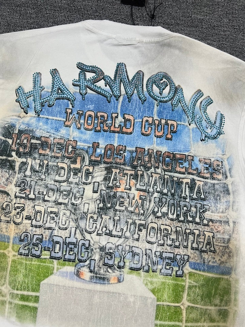 HARMONY Men's Vintage Football Graphic Oversized T-Shirt – Double-Sided Unisex Streetwear Tee