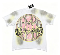 HARMONY Men's Vintage Carnival Graphic Oversized T-Shirt – Double-Sided Unisex Streetwear Tee