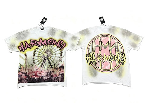HARMONY Men's Vintage Carnival Graphic Oversized T-Shirt – Double-Sided Unisex Streetwear Tee