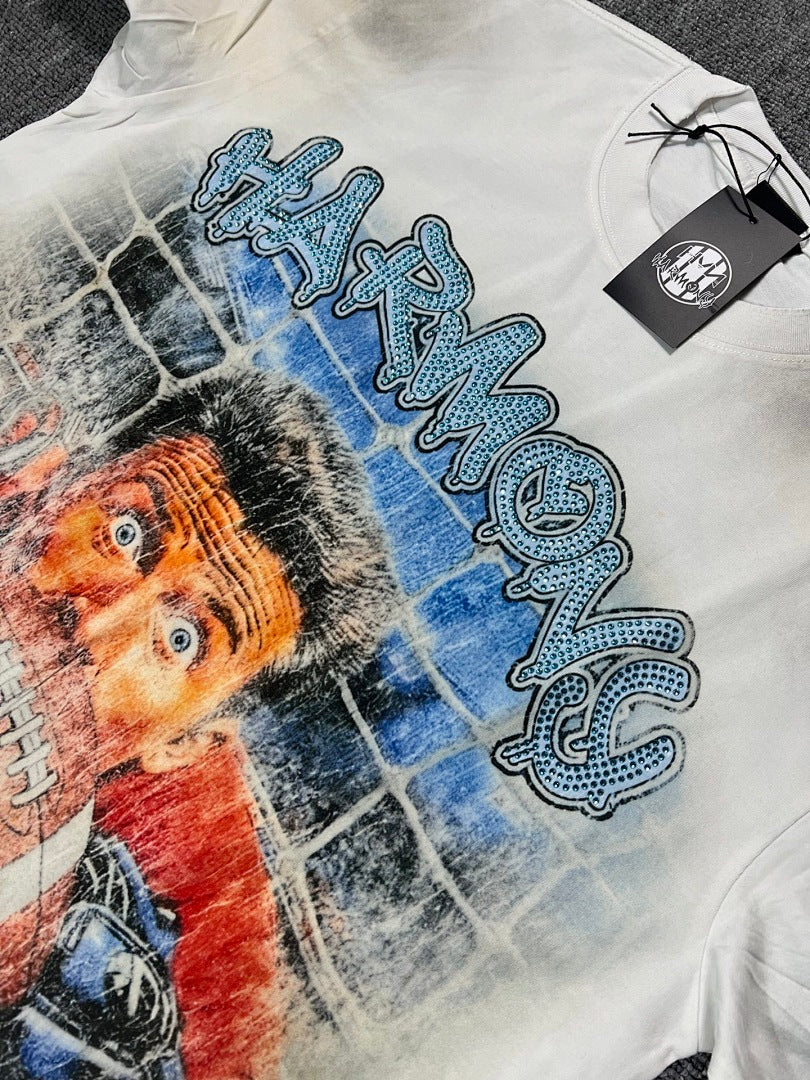 HARMONY Men's Vintage Football Graphic Oversized T-Shirt – Double-Sided Unisex Streetwear Tee