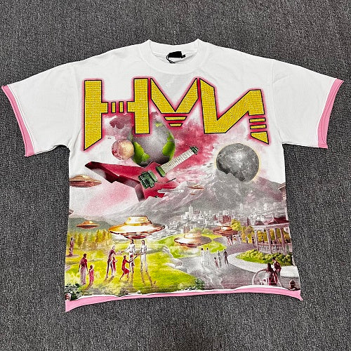HARMONY Vintage Cosmic Guitar Graphic Oversized T-Shirt – Unisex Streetwear Tee