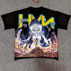 HARMONY Vintage Sci-Fi Robot Graphic Oversized T-Shirt – Unisex Streetwear Tee