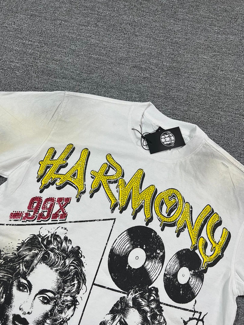 HARMONY Men's Vintage Pop Art Graphic Oversized T-Shirt – Double-Sided Unisex Streetwear Tee