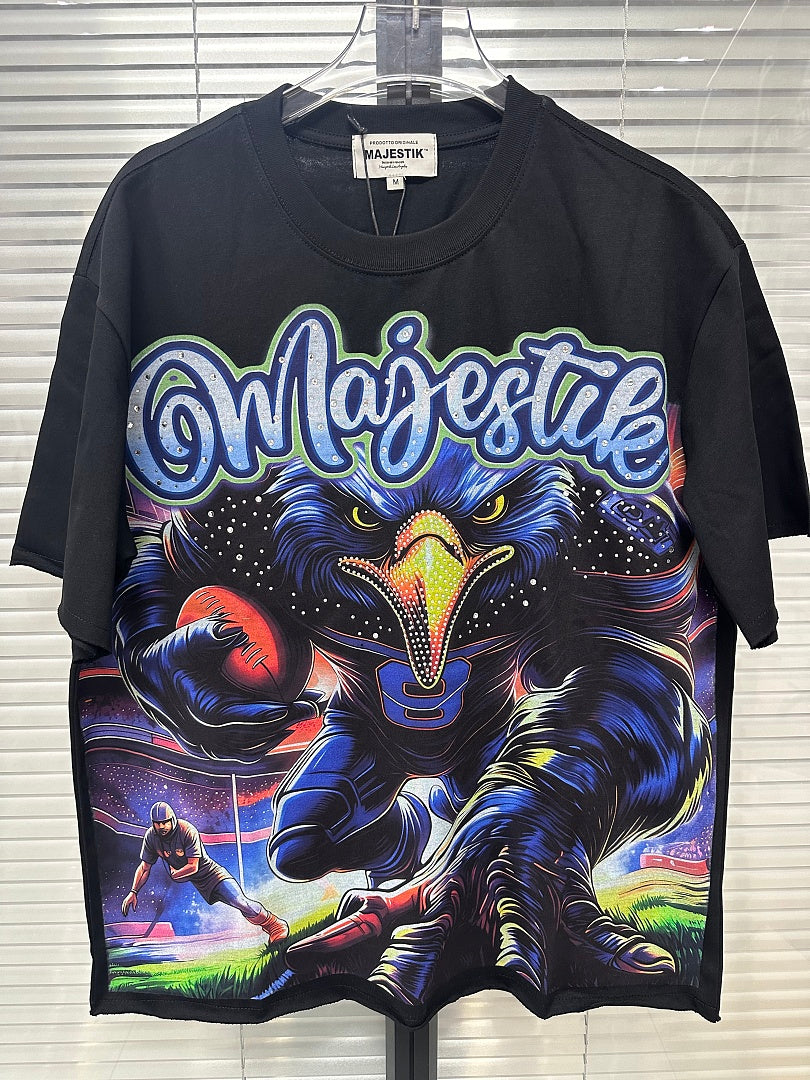 MAJESTIK Men's Vintage Graphic Oversized T-Shirt – Fantasy Streetwear Double-Sided Print Casual Tee