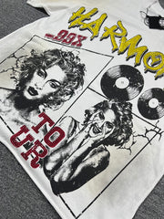 HARMONY Men's Vintage Pop Art Graphic Oversized T-Shirt – Double-Sided Unisex Streetwear Tee