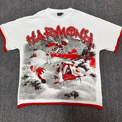 HARMONY Vintage Harmony Skeleton Graphic Oversized T-Shirt – Unisex Streetwear Tee