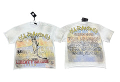 HARMONY Men's Vintage Statue of Liberty Graphic Oversized T-Shirt – Double-Sided Unisex Streetwear Tee