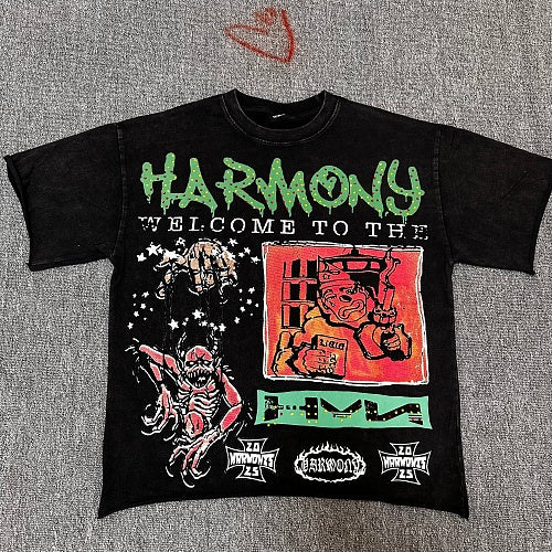 HARMONY Vintage Harmony Graphic Oversized T-Shirt – Unisex Streetwear Cotton Tee