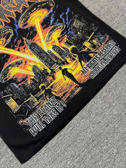 HARMONY Men's Vintage UFO Graphic Oversized T-Shirt – Double-Sided Unisex Streetwear Tee