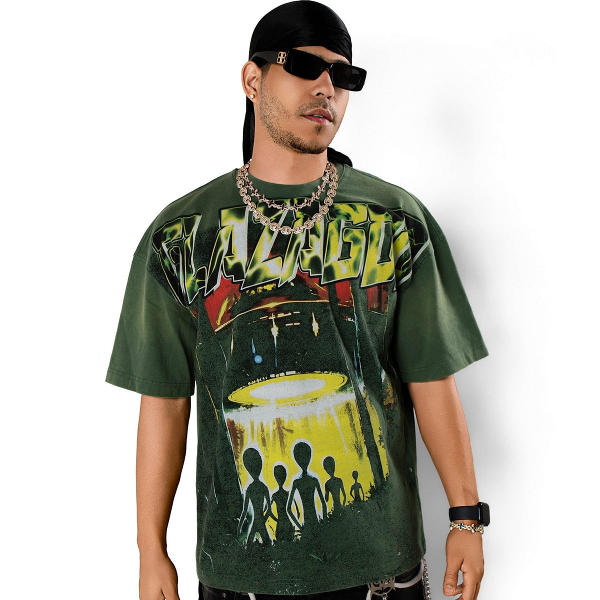 GLAZA GOD Luz Verde- Heavyweight Acid Wash Oversized Tee
