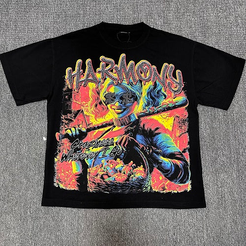 HARMONY Vintage Harmony Skull Girl Graphic Oversized T-Shirt – Double-Sided Unisex Streetwear Tee