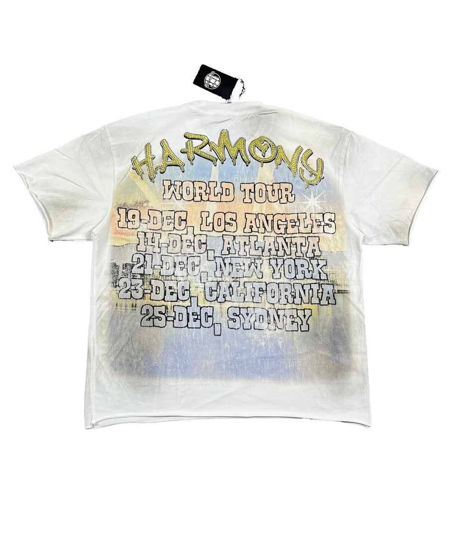 HARMONY Men's Vintage Statue of Liberty Graphic Oversized T-Shirt – Double-Sided Unisex Streetwear Tee