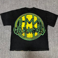 HARMONY Vintage Harmony Grim Reaper Graphic Oversized T-Shirt – Double-Sided Unisex Streetwear Tee