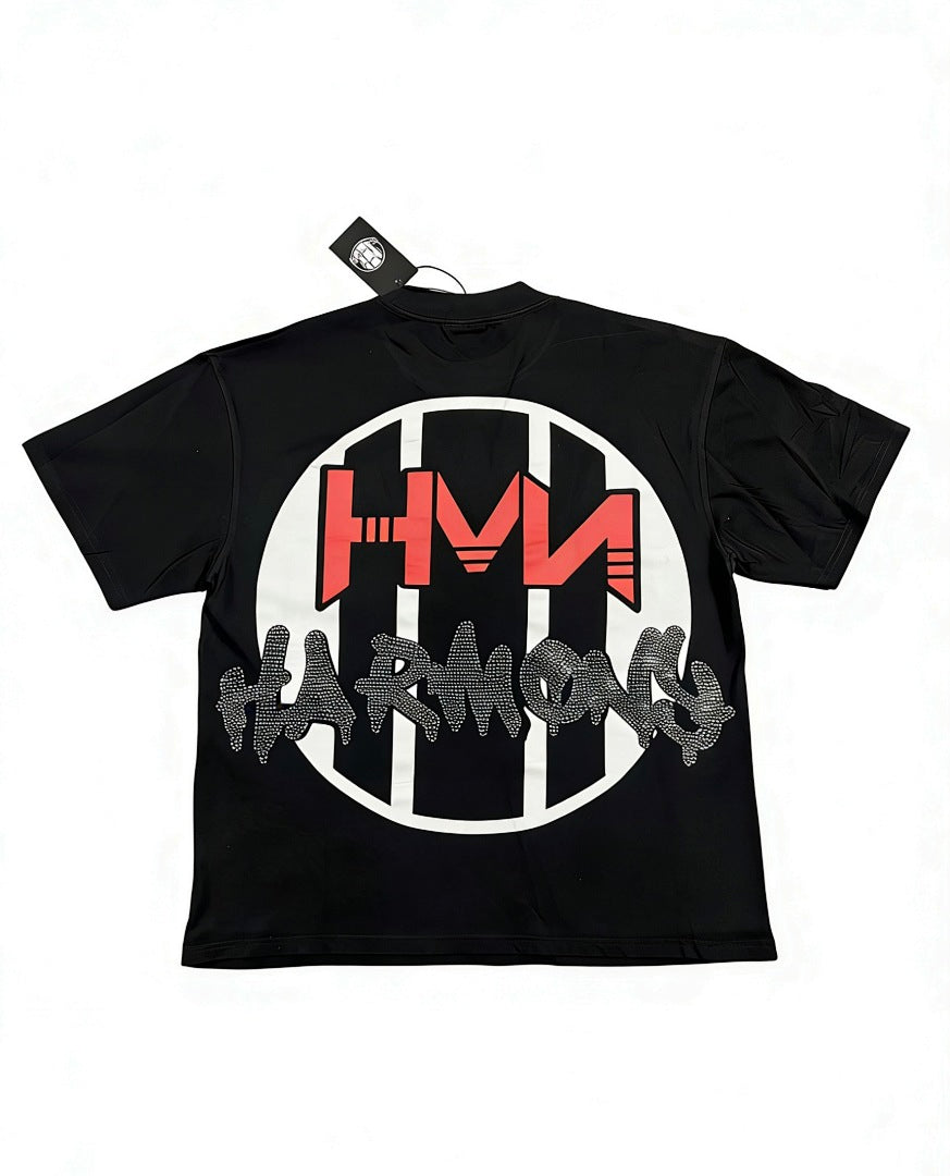 HARMONY Men's Vintage Hip Hop Graphic Oversized T-Shirt – Double-Sided Unisex Streetwear Tee