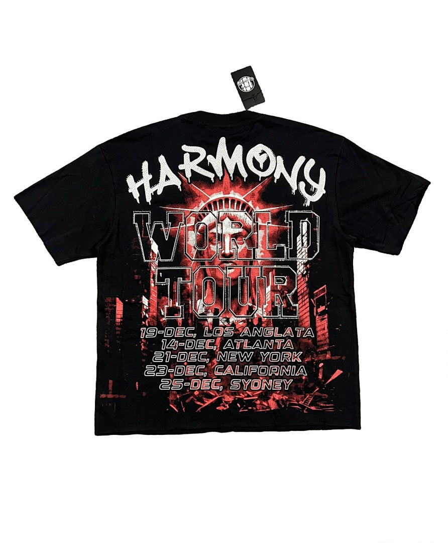 HARMONY Men's Vintage Statue Graphic Oversized T-Shirt – Double-Sided Unisex Streetwear Tee
