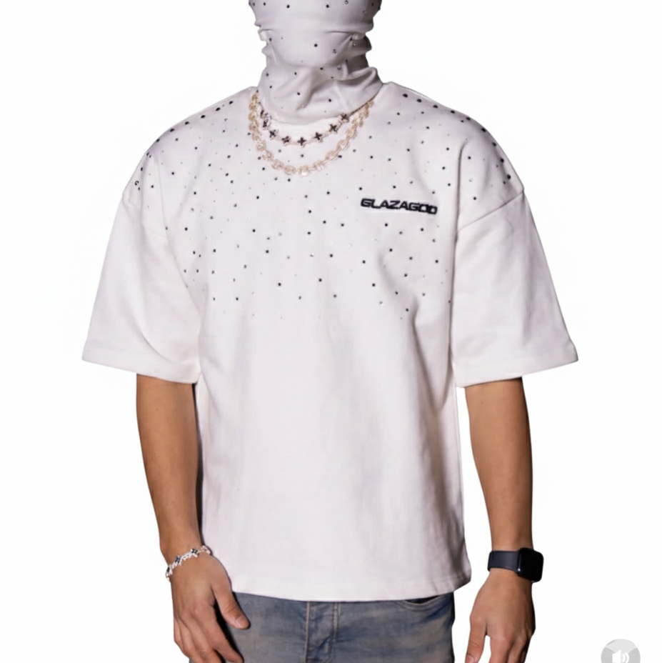 GLAZA GOD Borders - T-Shirt Oversized-WHITE vol.33