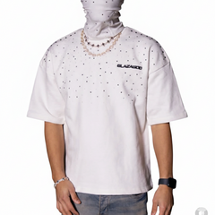 GLAZA GOD Borders - T-Shirt Oversized-WHITE vol.33