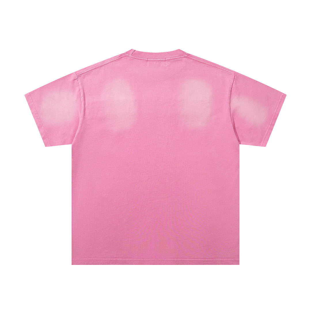 MAJESTIK Men's Vintage Graphic Oversized T-Shirt – Pink Retro Streetwear Washed Casual Tee