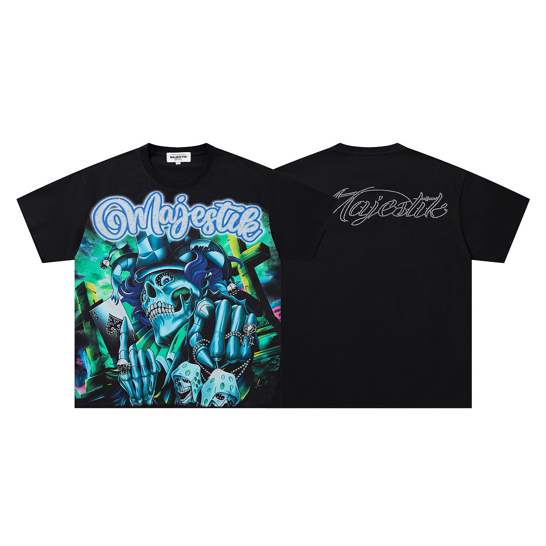 MAJESTIK Men's Y2K Graphic Oversized T-Shirt – Fantasy Streetwear Double-Sided Print Casual Tee