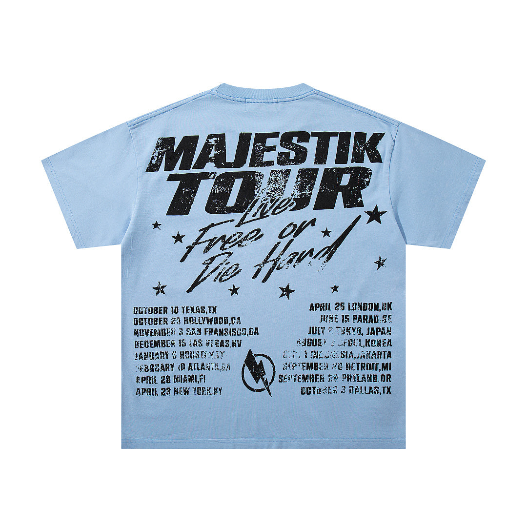 MAJESTIK Men's Vintage Graphic Oversized T-Shirt – Retro Streetwear Washed Print Casual Tee