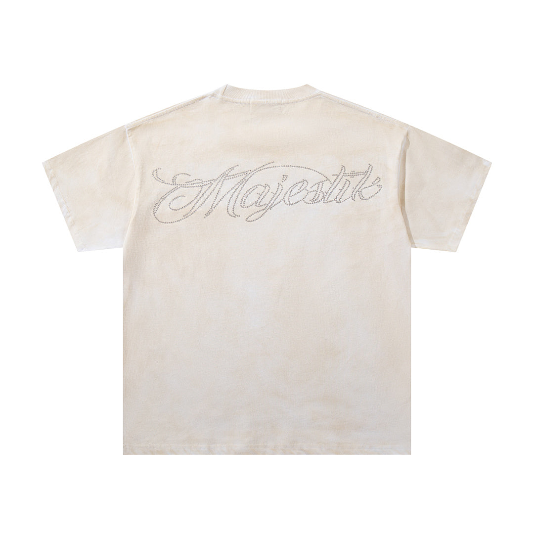MAJESTIK Men's Vintage Graphic Oversized T-Shirt – Racing Streetwear Double-Sided Print Casual Tee