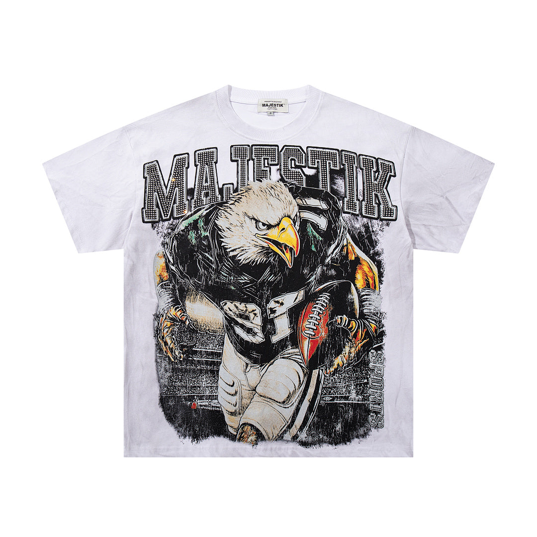 MAJESTIK Men's Vintage Graphic Oversized T-Shirt – Gothic Streetwear Double-Sided Print Casual Tee