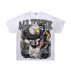 MAJESTIK Men's Vintage Graphic Oversized T-Shirt – Gothic Streetwear Double-Sided Print Casual Tee