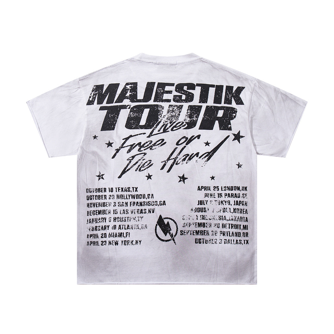 MAJESTIK Men's Vintage Graphic Oversized T-Shirt – Artistic Streetwear Double-Sided Print Casual Tee