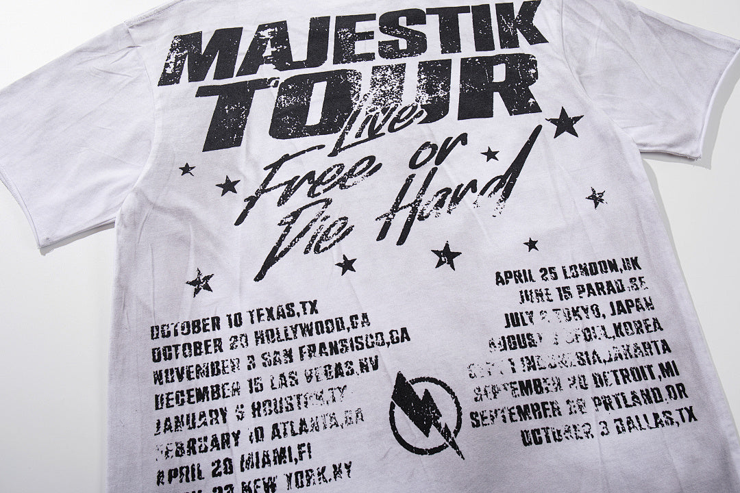 MAJESTIK Men's Vintage Graphic Oversized T-Shirt – Artistic Streetwear Double-Sided Print Casual Tee