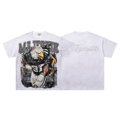 MAJESTIK Men's Vintage Graphic Oversized T-Shirt – Gothic Streetwear Double-Sided Print Casual Tee