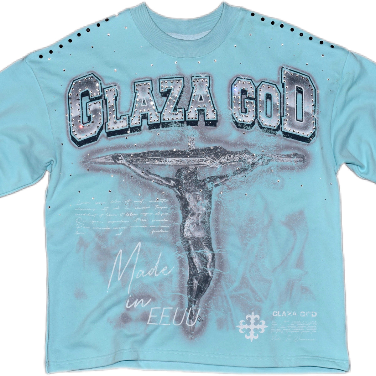GLAZA GOD Crucifixion -Vol. 7- T-Shirt Oversized-BLUE