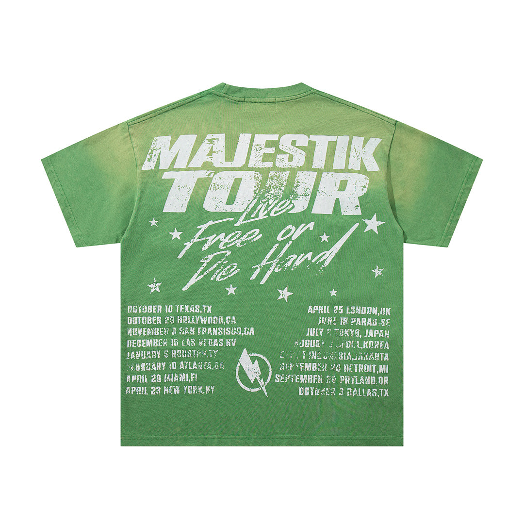 MAJESTIK Men's Vintage Graphic Oversized T-Shirt – Artistic Streetwear Double-Sided Print Casual Tee
