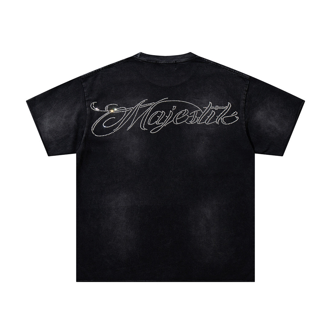 MAJESTIK Men's Vintage Graphic Oversized T-Shirt – Dark Streetwear Double-Sided Print Casual Tee