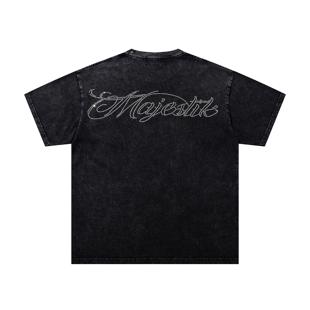MAJESTIK Men's Vintage Graphic Oversized T-Shirt – Dark Streetwear Double-Sided Print Casual Tee