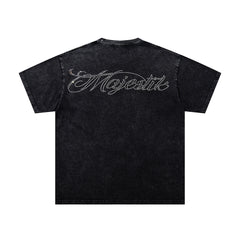 MAJESTIK Men's Vintage Graphic Oversized T-Shirt – Dark Streetwear Double-Sided Print Casual Tee