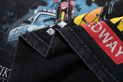 MAJESTIK Men's Vintage Graphic Oversized T-Shirt – Racing Streetwear Double-Sided Print Casual Tee