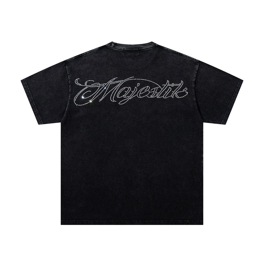 MAJESTIK Men's Vintage Graphic Oversized T-Shirt – Dark Streetwear Double-Sided Print Casual Tee