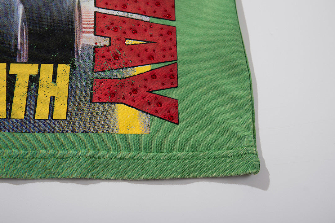 MAJESTIK Men's Vintage Graphic Oversized T-Shirt – Green Streetwear Washed Casual Tee