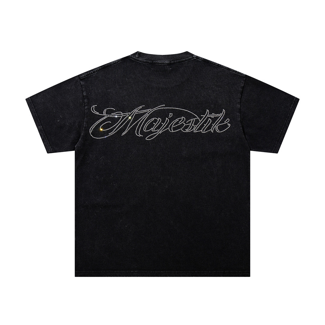 MAJESTIK Men's Vintage Graphic Oversized T-Shirt – Dark Streetwear Double-Sided Print Casual Tee