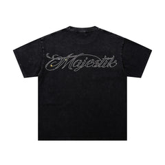 MAJESTIK Men's Vintage Graphic Oversized T-Shirt – Dark Streetwear Double-Sided Print Casual Tee